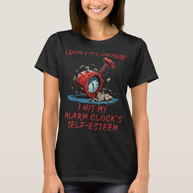 Funny destroyed Alarm Clock Costume with Self-Este T-Shirt (Front)