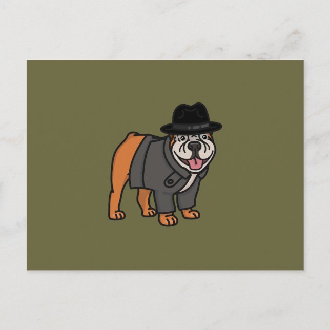 Funny Detective English Bulldog Postcard (Front)