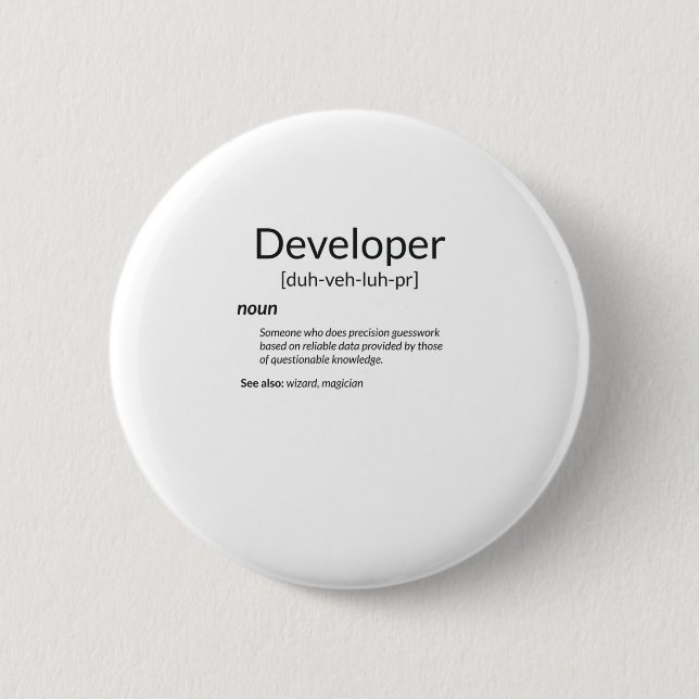 Funny Developers Gift Developer Definition Gift Button (Front)