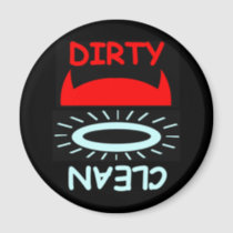 Funny Devil Angel Dirty Clean Round Dishwasher Magnet