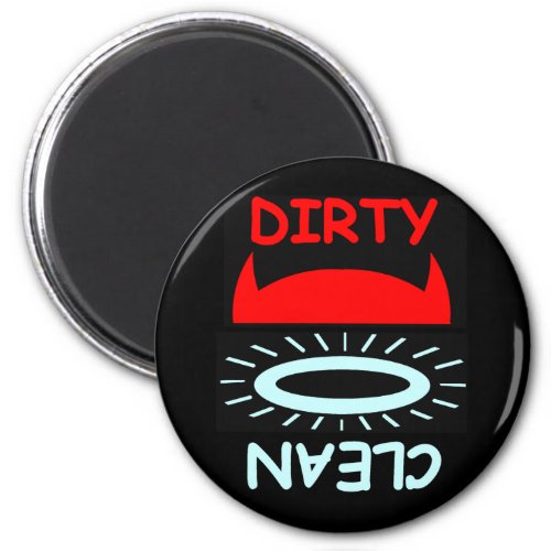 Funny Devil Angel Dirty Clean Round Dishwasher Magnet
