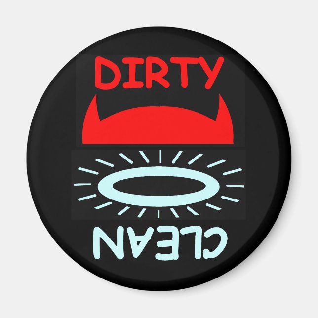 Funny Devil Angel Dirty Clean Round Dishwasher Magnet (Front)