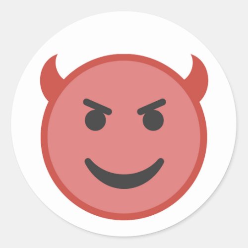 Funny Devil Emoji Red Smile Classic Round Sticker