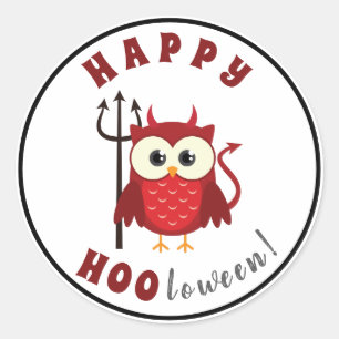 Funny Devil Owl Trick or Treat Halloween Party Classic Round Sticker