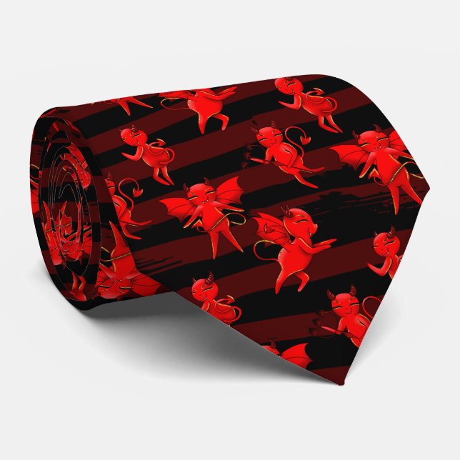 Funny devil tiled pattern neck tie (Rolled)