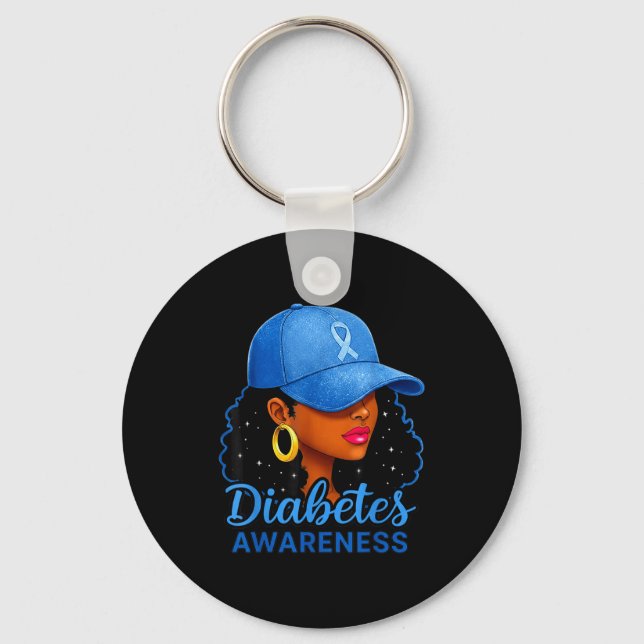 Funny Diabetes Awareness Month Black Women  Keychain (Front)