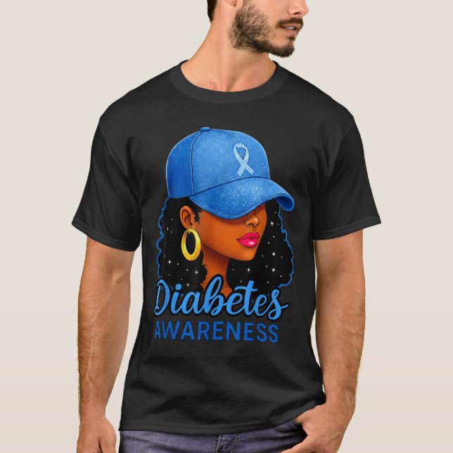 Funny Diabetes Awareness Month Black Women  T-Shirt (Front)