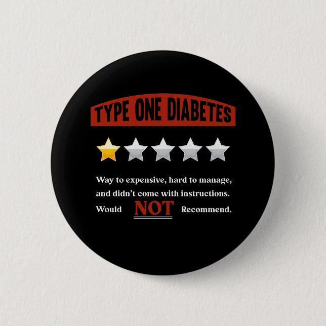 Funny Diabetes Joke Diabetic Humor Button (Front)