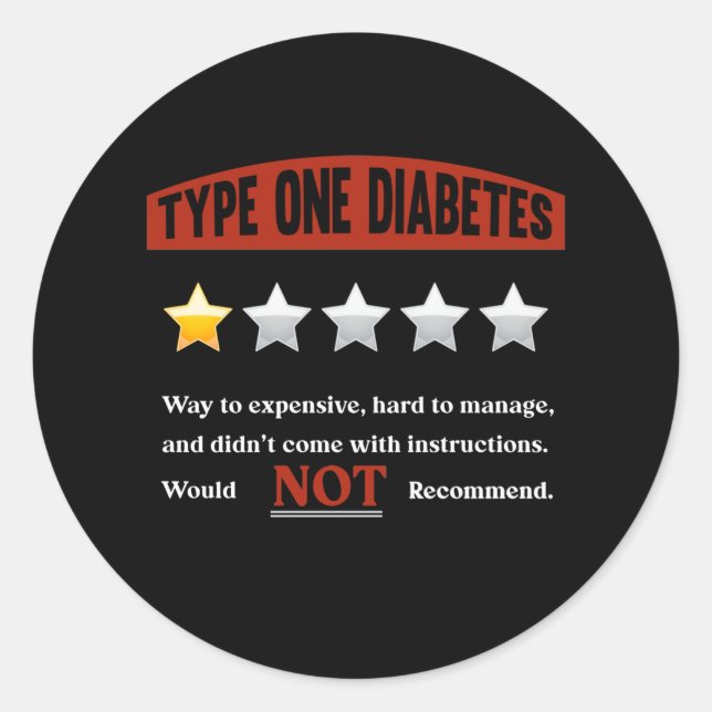 Funny Diabetes Joke Diabetic Humor Classic Round Sticker (Front)
