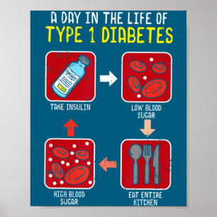 Funny Diabetic Type 1 Life Cycle Funny Diabetes Poster