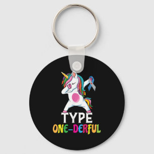 Funny Diabetic Unicorn Type One-derful Type 1 Diab Keychain
