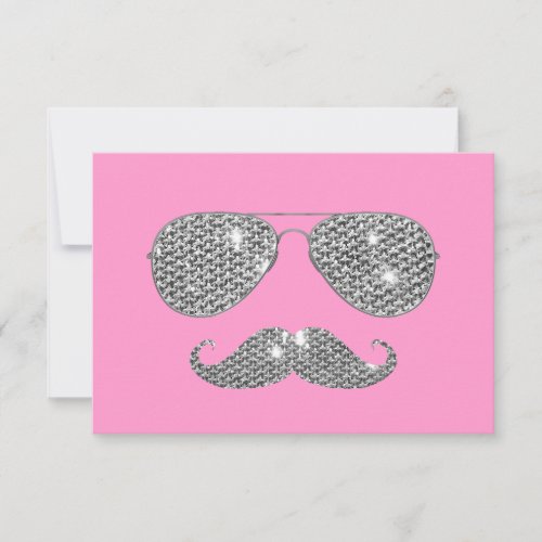 Funny Diamond Mustache With Glasses Custom Announcements