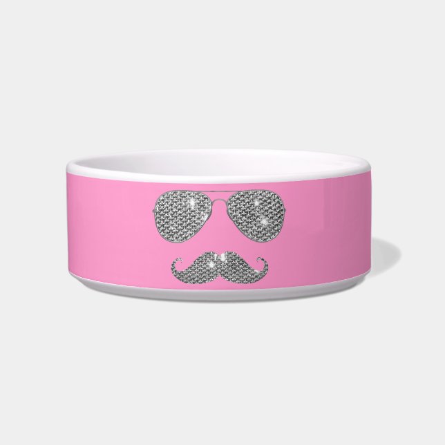 Funny Diamond Mustache With Glasses Bowl (Front)