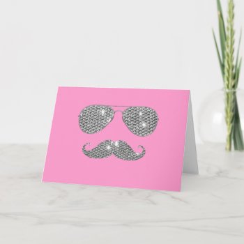 Funny Diamond Mustache With Glasses Card by mustache_designs at Zazzle