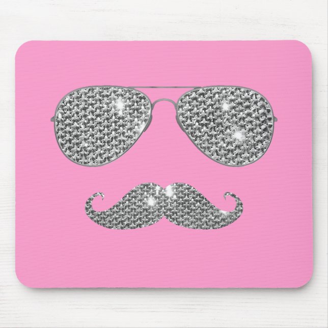 Funny Diamond Mustache With Glasses Mouse Pad (Front)