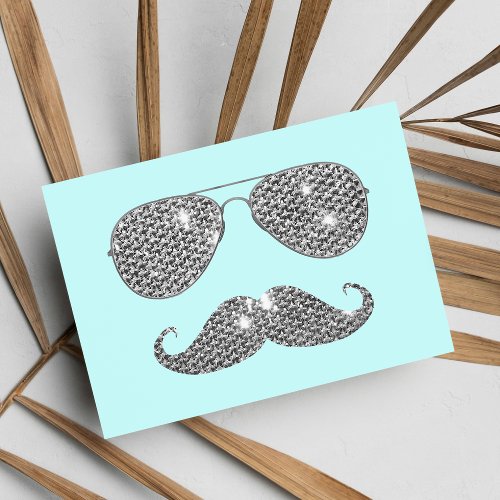 Funny Diamond Mustache With Glasses Postcard
