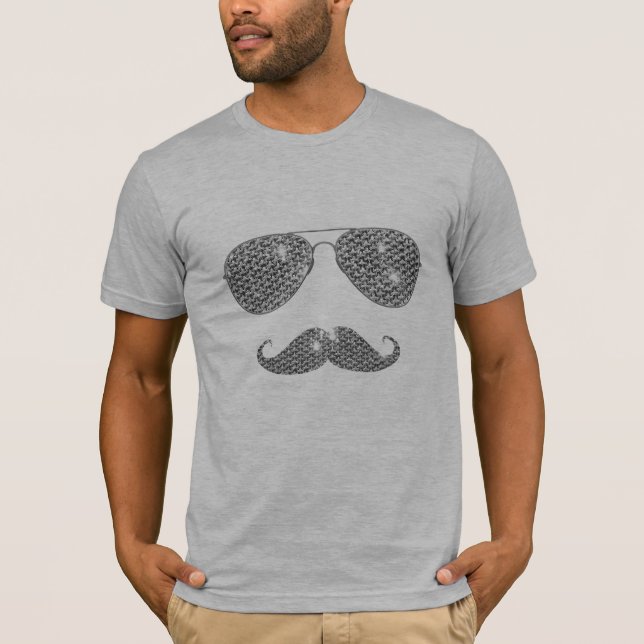 Funny Diamond Mustache With Glasses T-Shirt (Front)