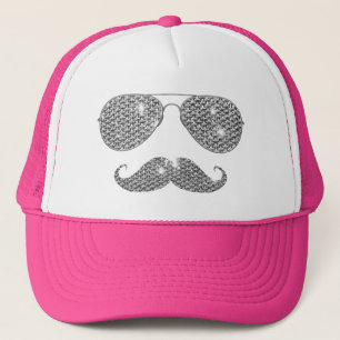 Funny Diamond Mustache With Glasses Trucker Hat