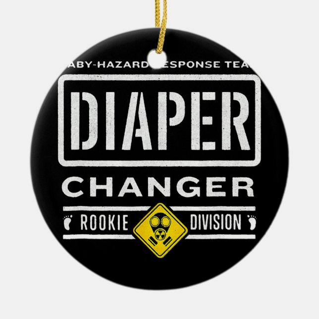 Funny Diaper Changer Duty Expecting Baby New Dad Ceramic Ornament (Front)