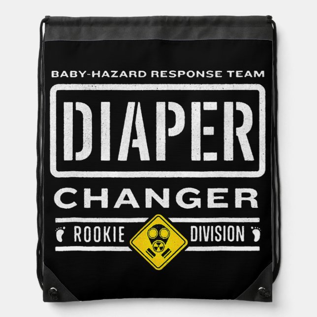Funny Diaper Changer Duty Expecting Baby New Dad Drawstring Bag (Front)