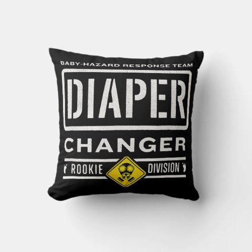 Funny Diaper Changer Duty Expecting Baby New Dad Throw Pillow