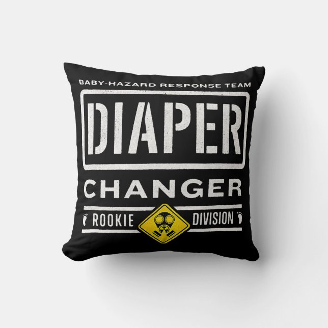 Funny Diaper Changer Duty Expecting Baby New Dad Throw Pillow (Front)