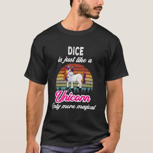 Funny Dice Games Design  Retro Unicorn  Vintage Su T_Shirt