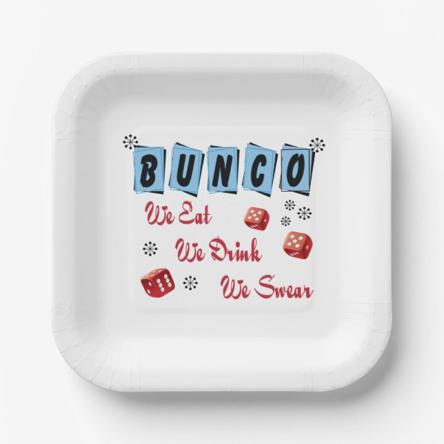 Funny Dice Girls Night Out Bunco Paper Plates (Front)