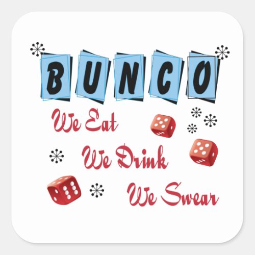 Funny Dice Girls Night Out Bunco  Square Sticker
