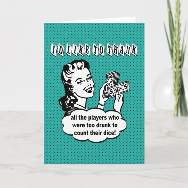 Funny Dice - I'd Like To Thank You Card (Front)