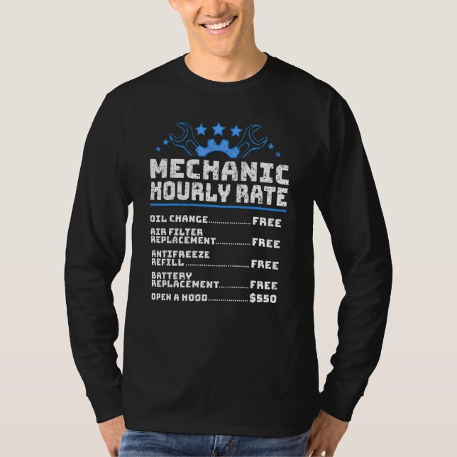 Funny Diesel Mechanic Hourly Rate T-Shirt (Front)