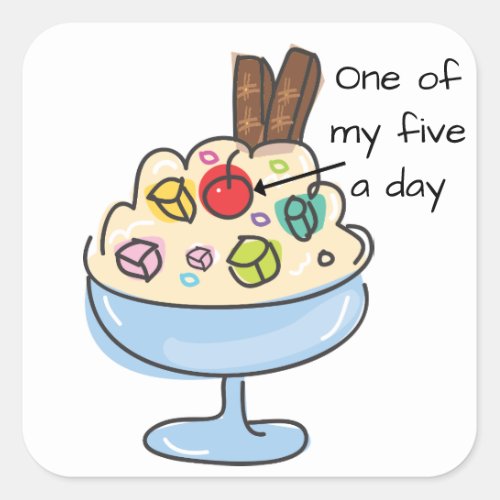 Funny Diet Quote Ice Cream Sundae Square Sticker