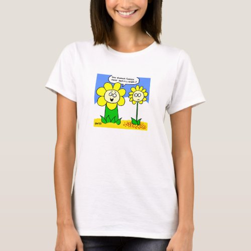 Funny Dieting Flower Cartoon Ladies T_Shirt