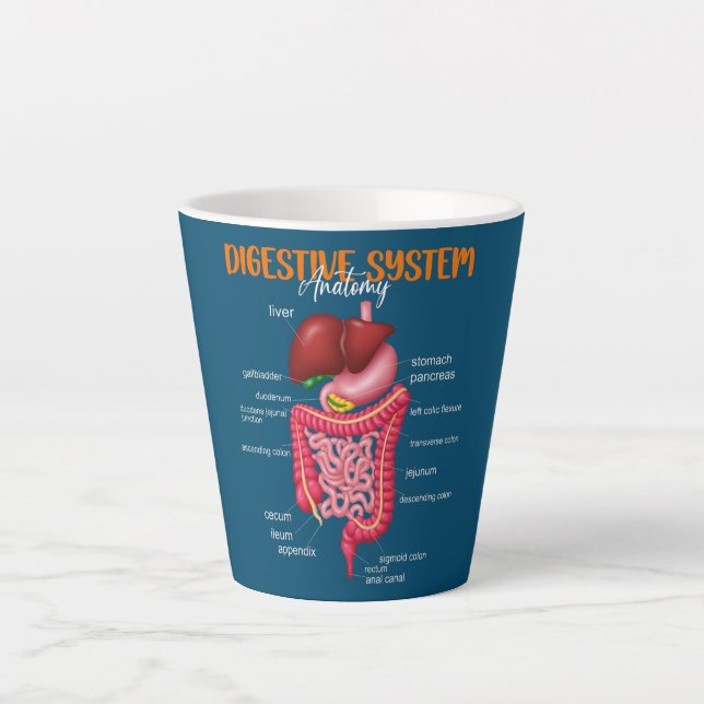 Funny Digestive System Anatomy Anatomical Biology Latte Mug (Front)