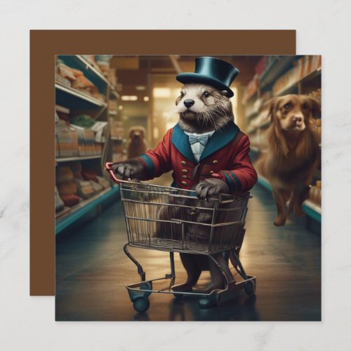 Funny digital otter at supermarket with Ghosts GC Holiday Card