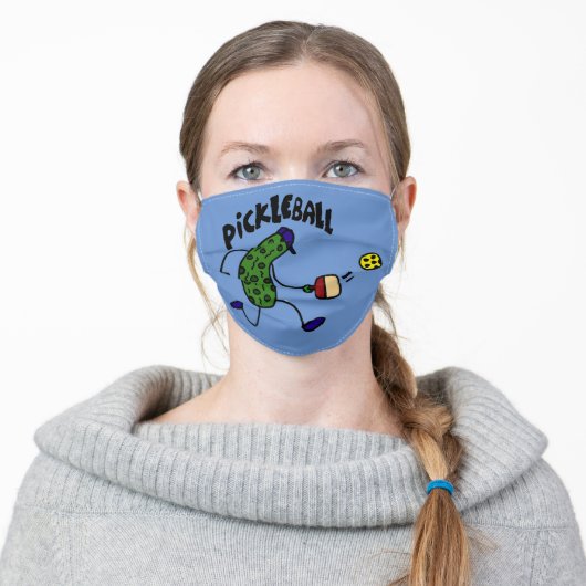 Funny Dill Pickle Playing Pickleball Adult Cloth Face Mask (Worn)