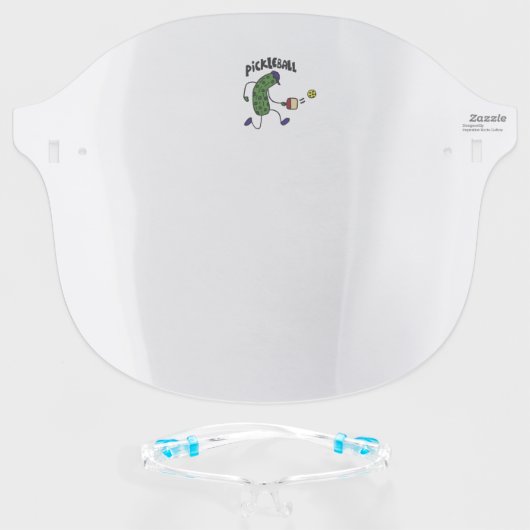 Funny Dill Pickle Playing Pickleball Face Shield (Front w/Glasses)
