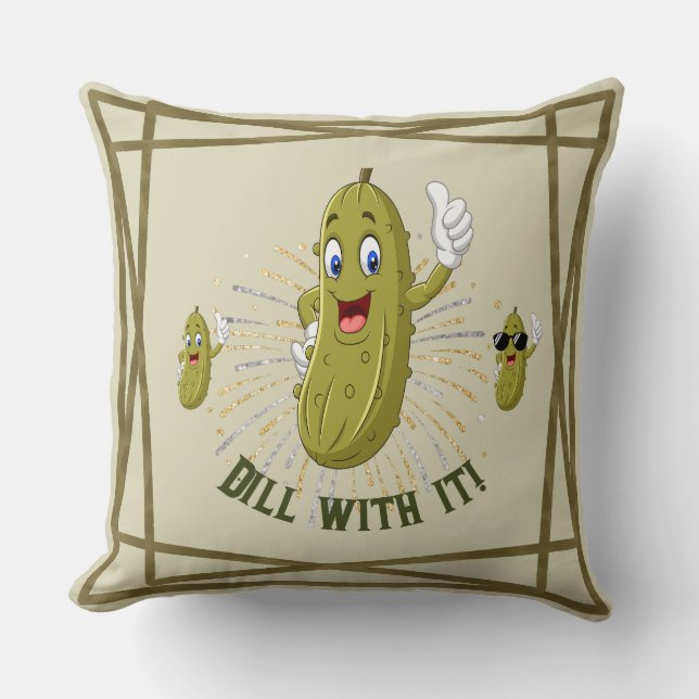 Funny Dill Pickle Two-Sided Throw Pillow (Front)
