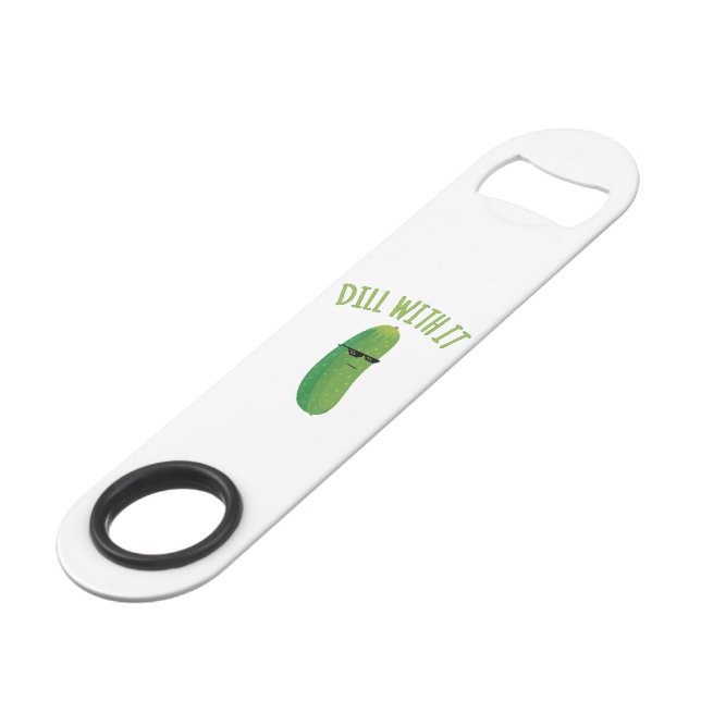 Funny Dill with It Pickle Pun Bar Key (Front Angled)