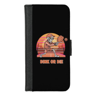 Funny Dink or Die Pickleball Skeleton Retro Player iPhone 8/7 Wallet Case
