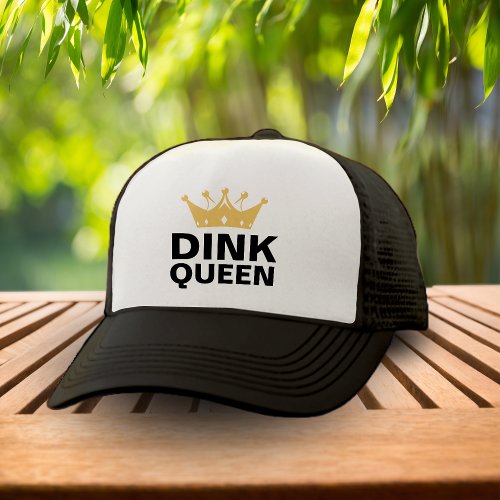 Funny Dink Queen Womens White  Black Pickleball Trucker Hat
