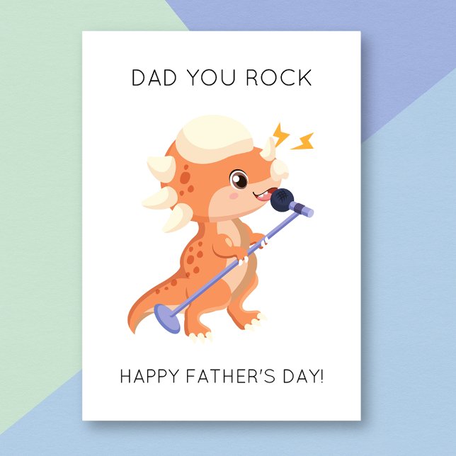Funny Dino Dad You Rock Father's Day Card (Creator Uploaded)