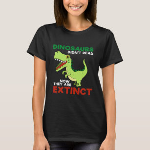 Funny Dinos And Reading Book Lover  T-Shirt