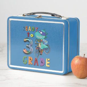 Funny Dinosaur 3Rd Grade Personalized Name Metal Lunch Box