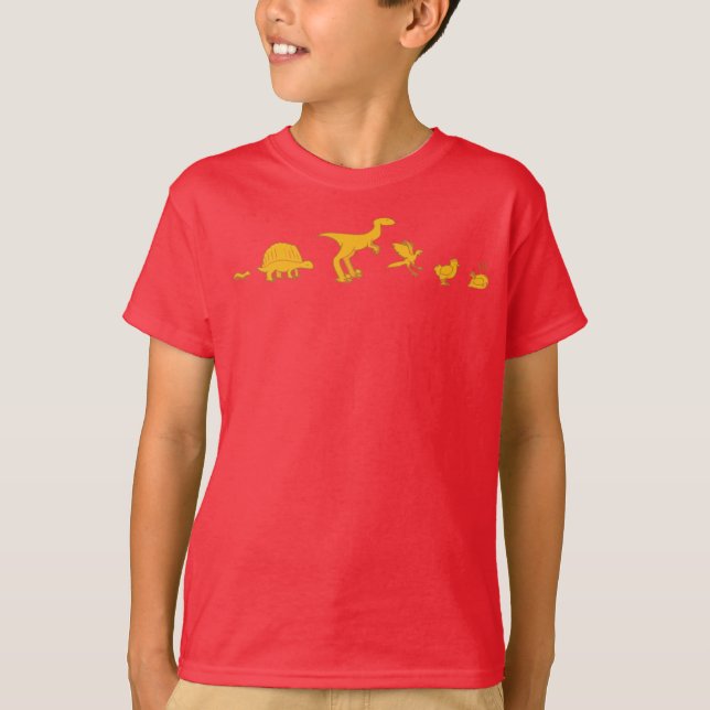 Funny Dinosaur and Chicken Evolution T-Shirt (Front)