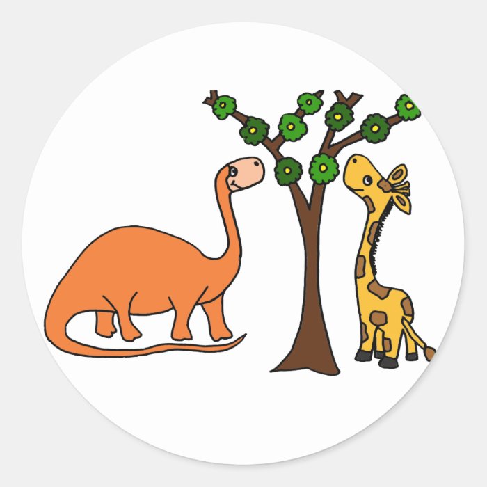 Funny Dinosaur and Giraffe Cartoon Stickers