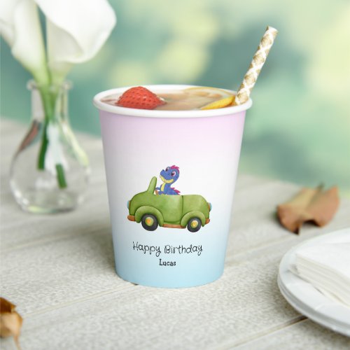 Funny dinosaur antique car B2S kids Birthday party Paper Cups