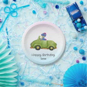Funny dinosaur antique car B2S kids Birthday party Paper Plates