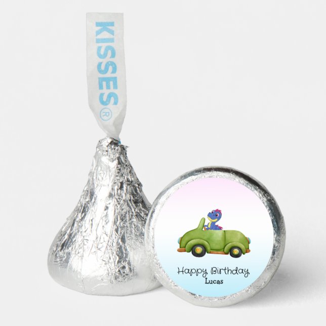 Funny dinosaur antique car birthday School boy Hershey®'s Kisses® (Front)