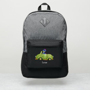 Funny dinosaur antique car birthday School boy Port Authority® Backpack